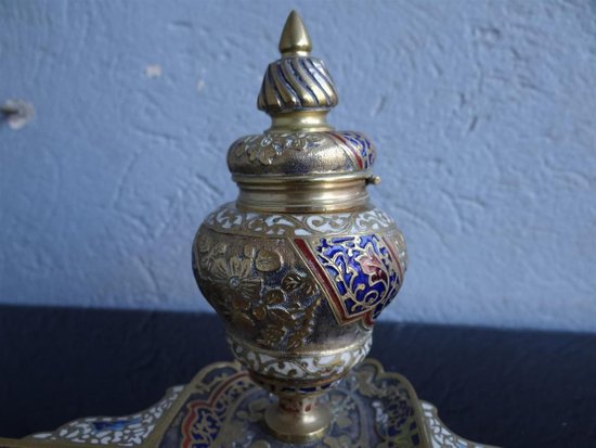 Calamaio in bronzo e cloisonné di Parigi Napoleone III