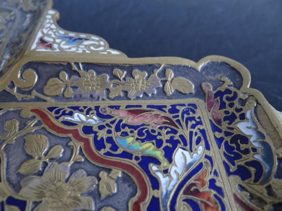 Calamaio in bronzo e cloisonné di Parigi Napoleone III