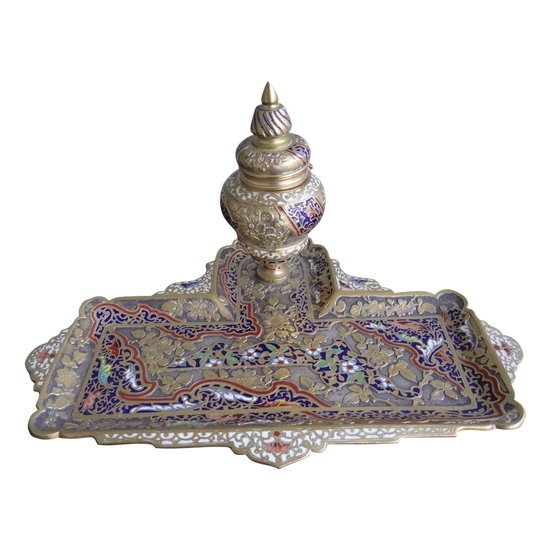 Calamaio in bronzo e cloisonné di Parigi Napoleone III