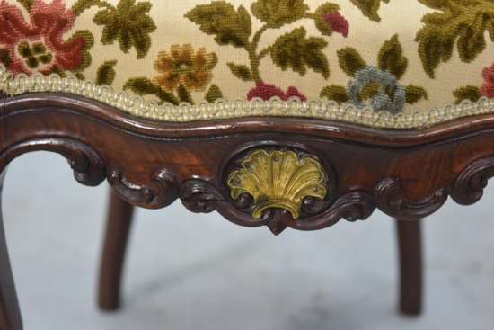 Living Room Chairs And Armchairs And Golden Bronzes 4 Pieces End XIXth Precious Wood
