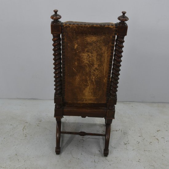 Rare Series Of 6 Walnut Armchairs Of Renaissance Style XIXth
