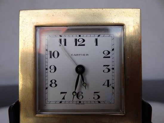 Bronze Quartz Table Clock By Cartier in Paris