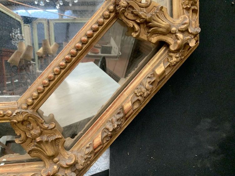 Specchio a pannelli chiusi in legno e stucco dorato, specchio Napoleone III, XIX secolo