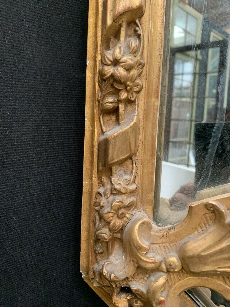 Specchio a pannelli chiusi in legno e stucco dorato, specchio Napoleone III, XIX secolo