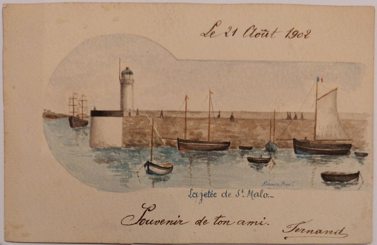 Fernand BIVEL (1888 - 1950) - 7 painted postcards -