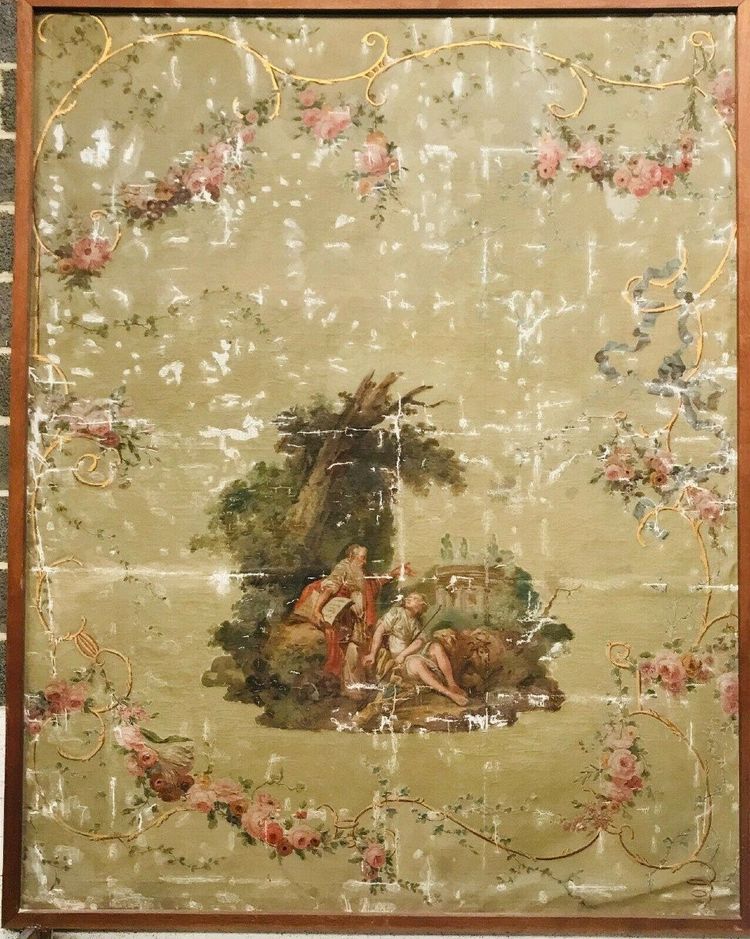 Grand Panneau Décoratif Peint d'Une Scène A l'Antique XIX Siècle