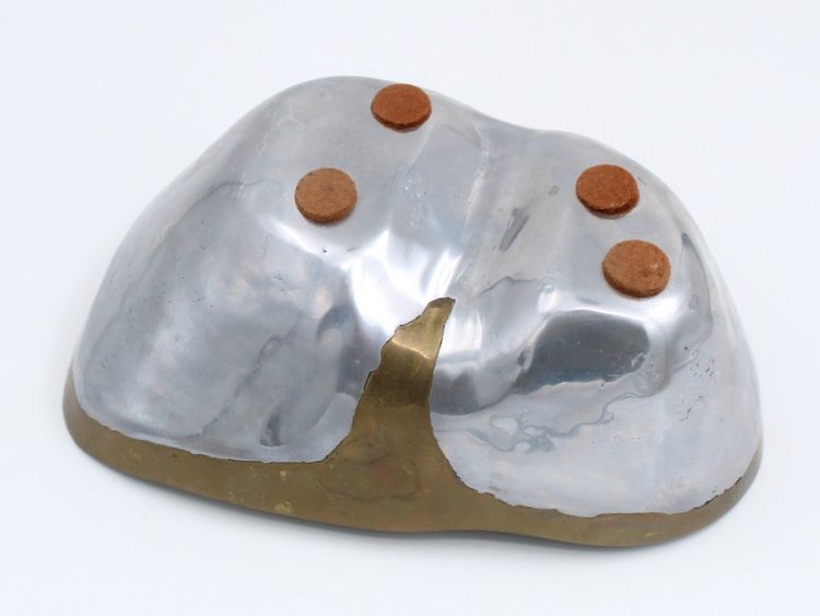 David Marshall Aluminum/Brass Trinket Tray, Spain, circa 1980, Brutalist