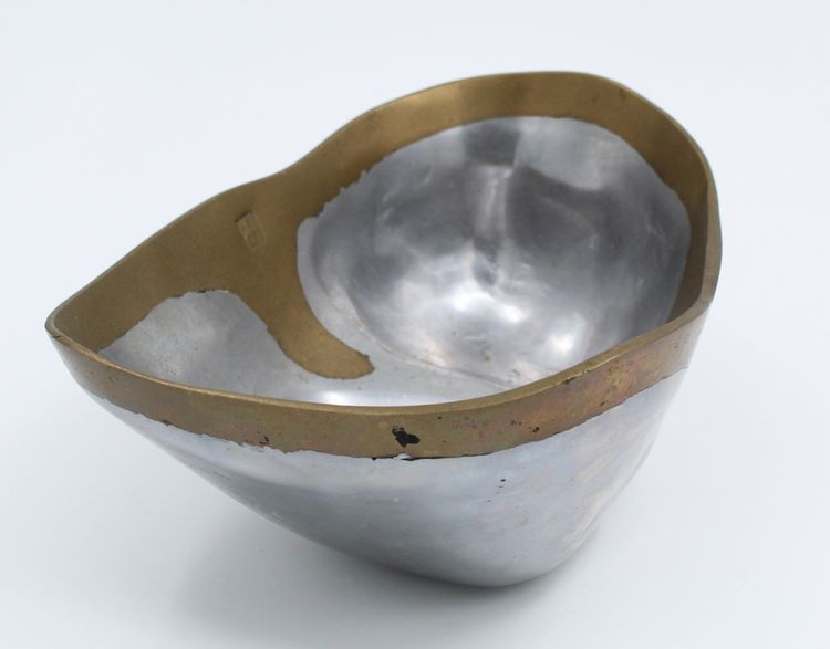 David Marshall Aluminum/Brass Trinket Tray, Spain, circa 1980, Brutalist