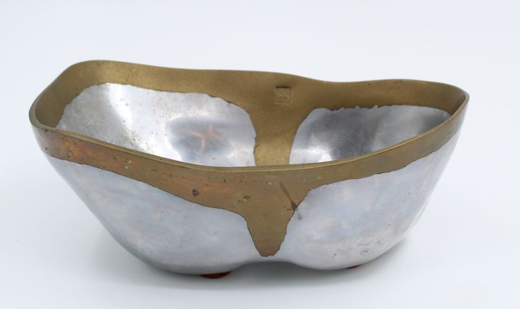 David Marshall Aluminum/Brass Trinket Tray, Spain, circa 1980, Brutalist