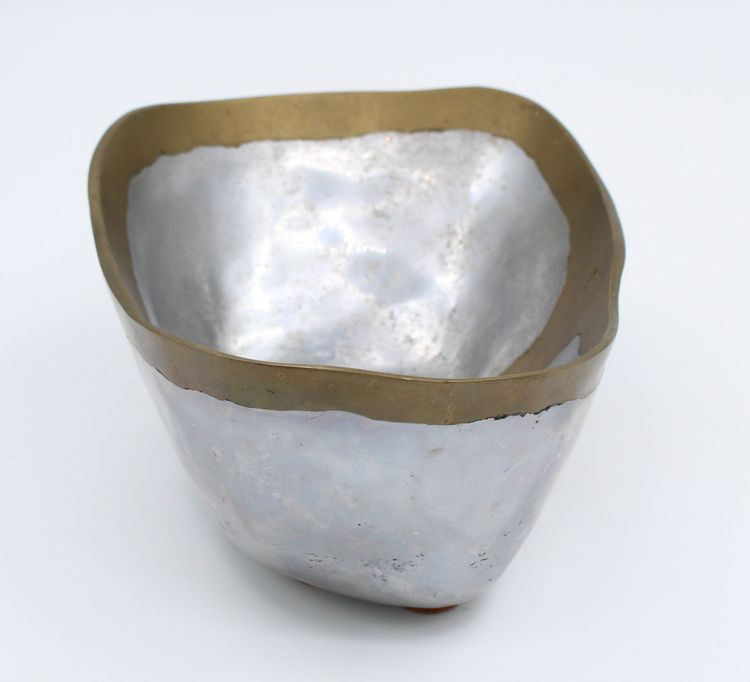 David Marshall Aluminum/Brass Trinket Tray, Spain, circa 1980, Brutalist