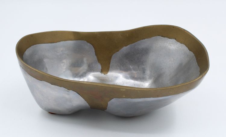David Marshall Aluminum/Brass Trinket Tray, Spain, circa 1980, Brutalist