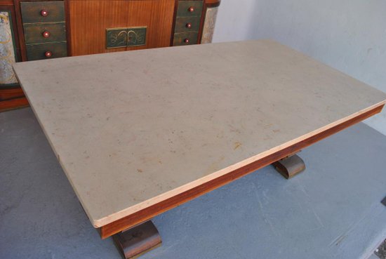 Art Deco Dining Table Rosewood Travertine Top