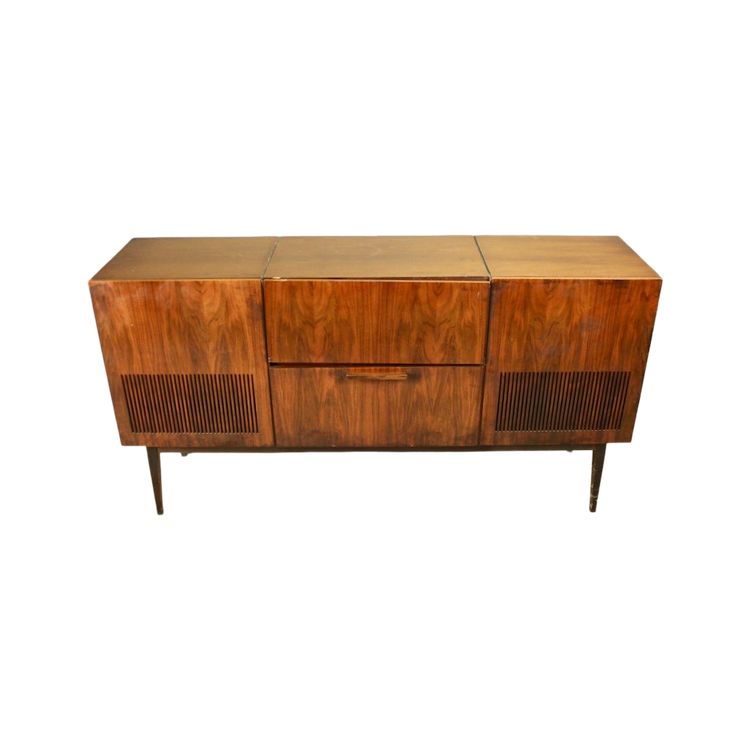 Vintage Schaub Lorenz HiFi Cabinet with Two Speakers