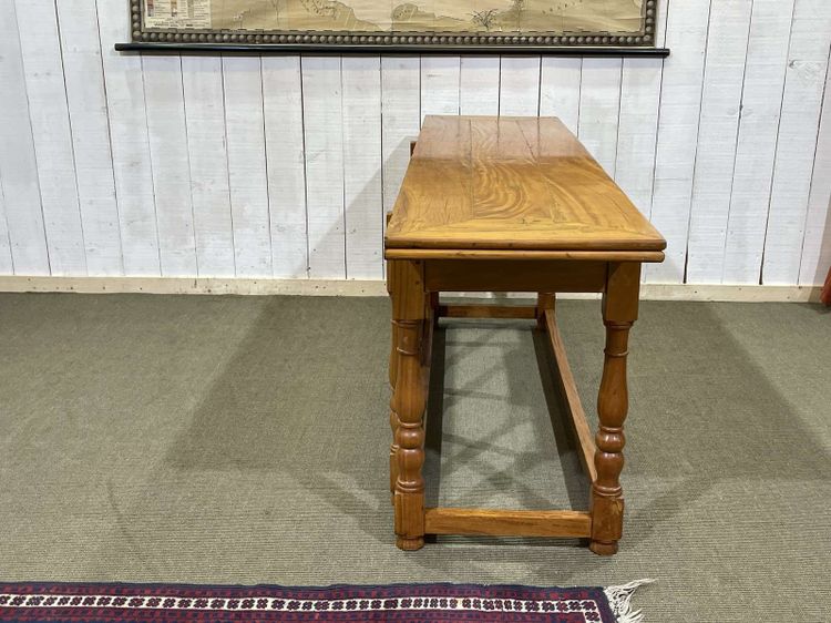 Large 1980s console table in light mahogany, foldable