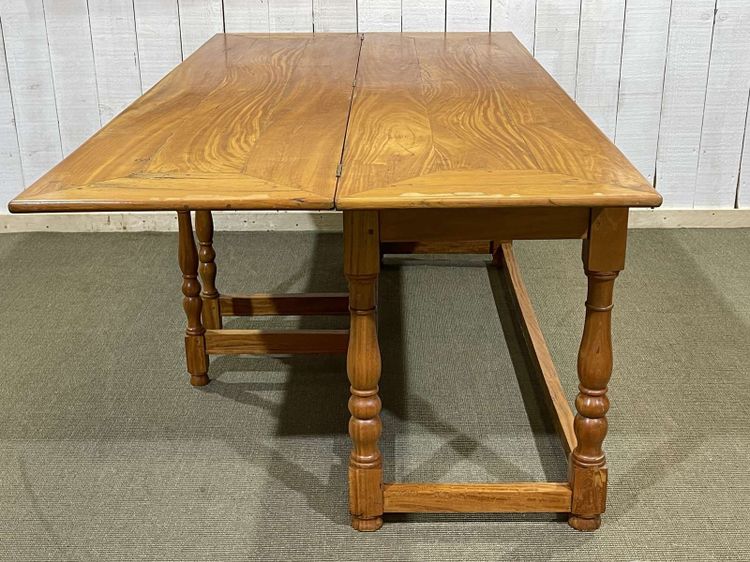 Large 1980s console table in light mahogany, foldable