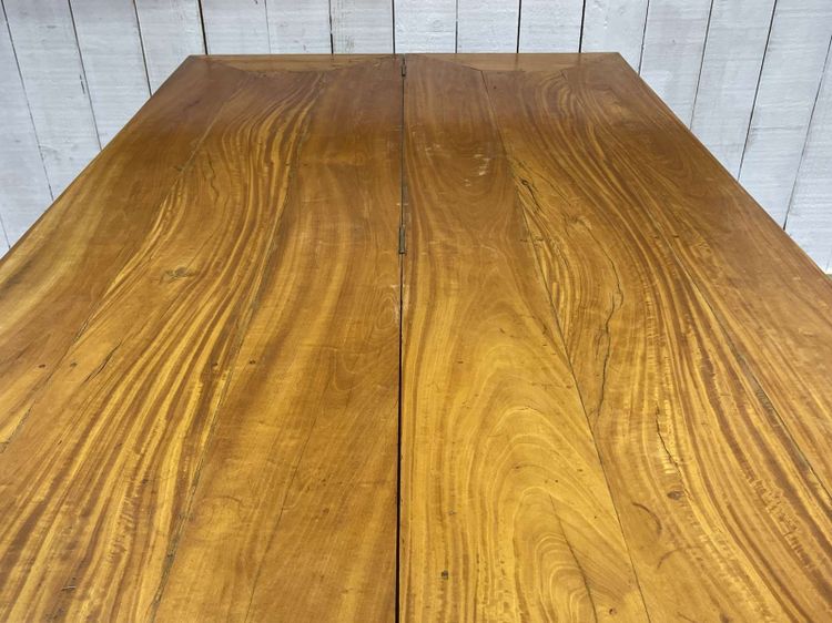 Large 1980s console table in light mahogany, foldable