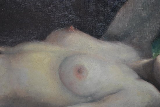 Painting Signed Hilgers 1930 Olympia Nude Art Deco