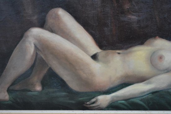 Painting Signed Hilgers 1930 Olympia Nude Art Deco