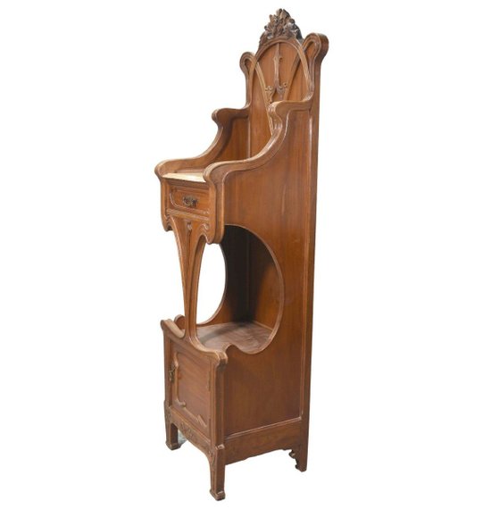 Spektakuläre Nachttisch In Nussbaum 1900 Jugendstil Epoche