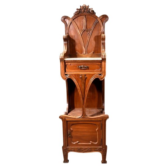 Spectacular 1900's Walnut Art Nouveau Bedside