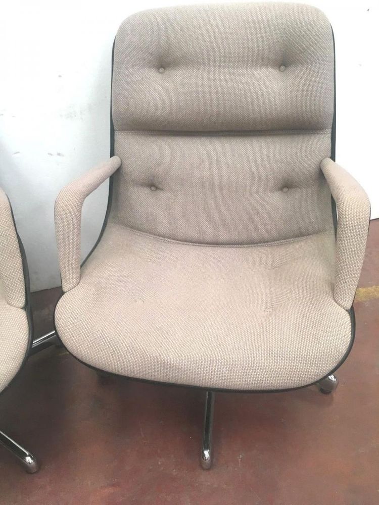  Paire De Fauteuil De Direction Marque "STRAFORD " Chrome et tissus XX siècle 