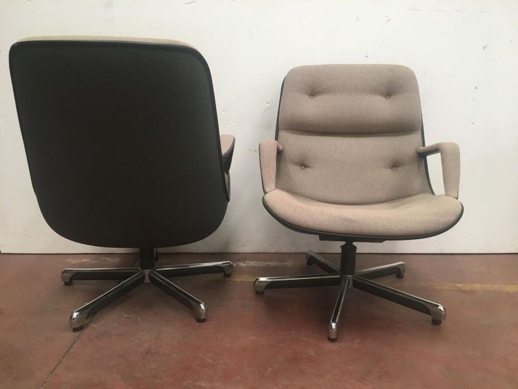  Paire De Fauteuil De Direction Marque "STRAFORD " Chrome et tissus XX siècle 
