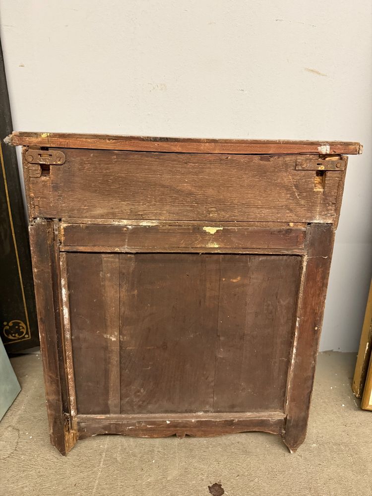 Console ancienne de style Empire en noyer, suspendue, XIXe siècle, 150 x 56 x 23 cm. Une pièce rare et ravissante.