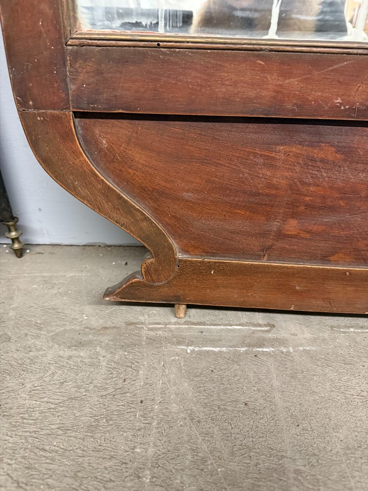 Console ancienne de style Empire en noyer, suspendue, XIXe siècle, 150 x 56 x 23 cm. Une pièce rare et ravissante.