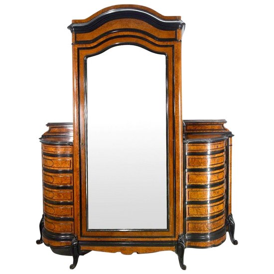 Napoleon III cabinet in burr wood and ebony from the 19th century