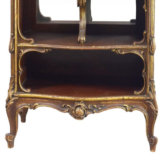 Cabinet De Style Louis XV Rocaille Bois Doré Marron Fine del XIX secolo