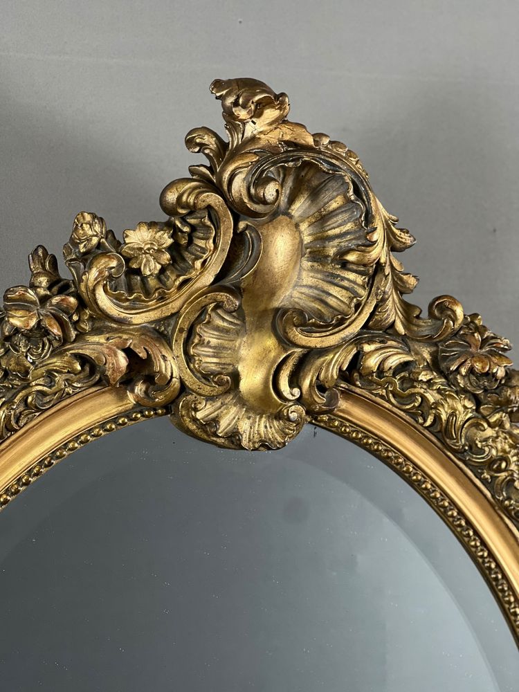 Oval Giltwood Mirror In The Louis XV Style, 19th Century