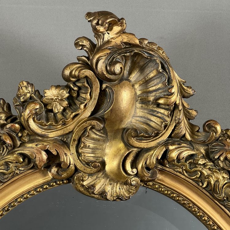 Oval Giltwood Mirror In The Louis XV Style, 19th Century