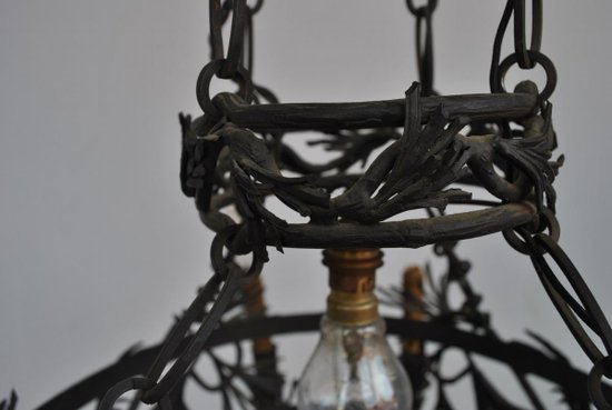 Lustre En Fer Forgé Dlg Brandt Art Déco 1930