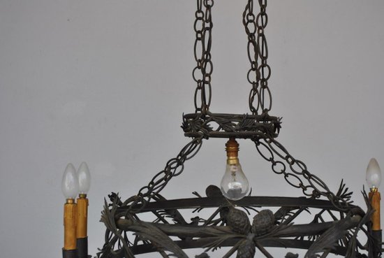 Lustre En Fer Forgé Dlg Brandt Art Déco 1930