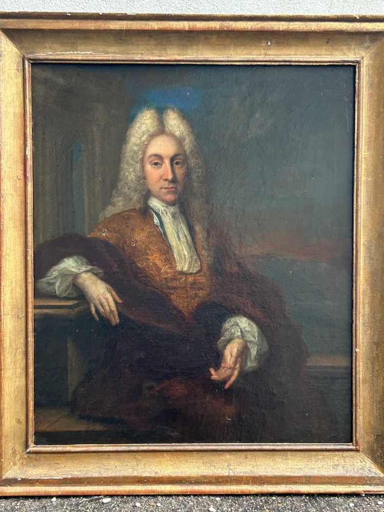 Early 17th-century French School portrait of a man with a wig