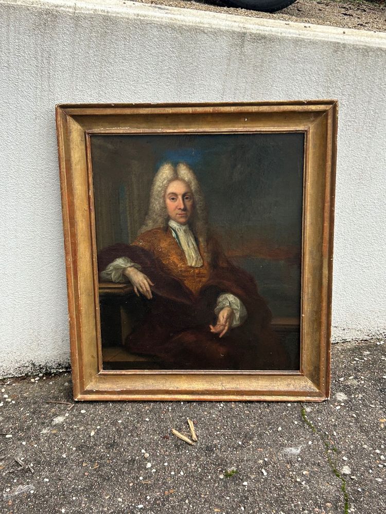 Early 17th-century French School portrait of a man with a wig