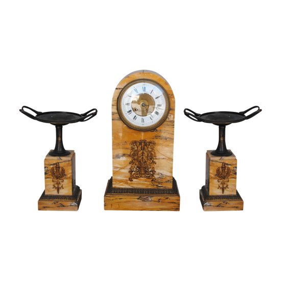 Empire Style Yellow Marble Clock