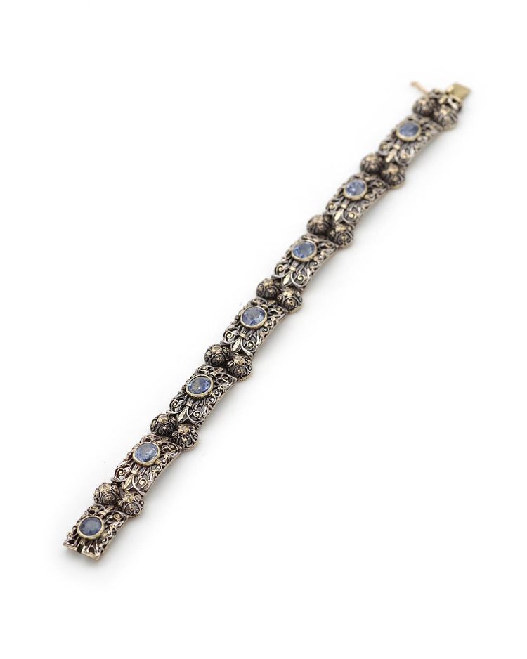 Bracelet saphirs de Ceylan et diamants en argent et or 18k