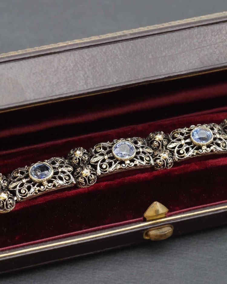 Bracelet saphirs de Ceylan et diamants en argent et or 18k