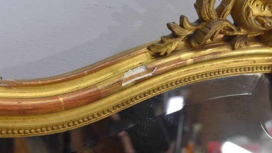 Miroir 182x124 Bois Et Stuc Doré Napoléon III époque XIXème