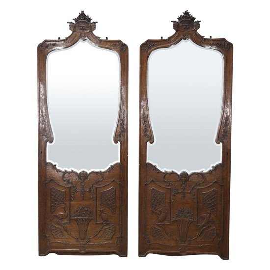 Pair Of Regency Period Mirrors In Carved Oak