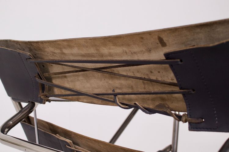D4 Leather Folding Armchair by Marcel Breuer
