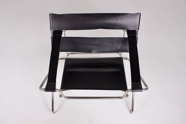 D4 Leather Folding Armchair by Marcel Breuer