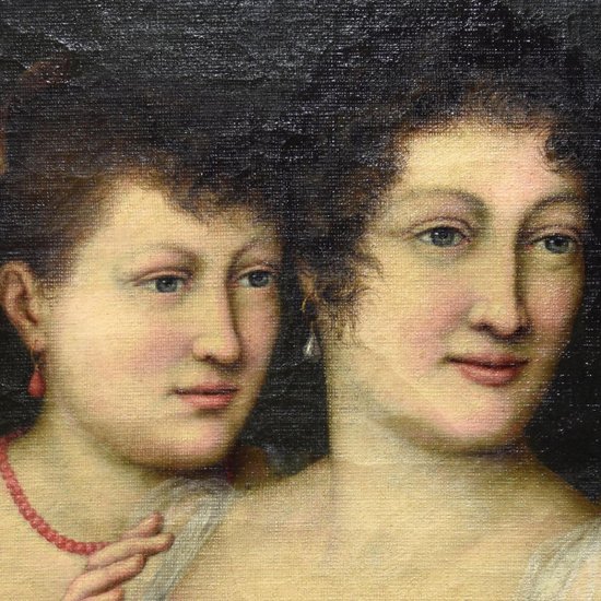Portrait De Deux Femmes huile sur toile époque Empire