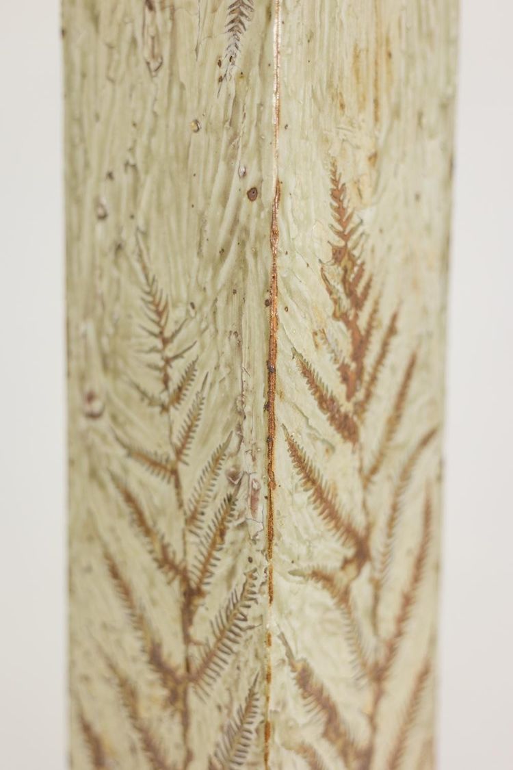 Brutalist-style stoneware vase with plant decoration. 1970s. LS6708B