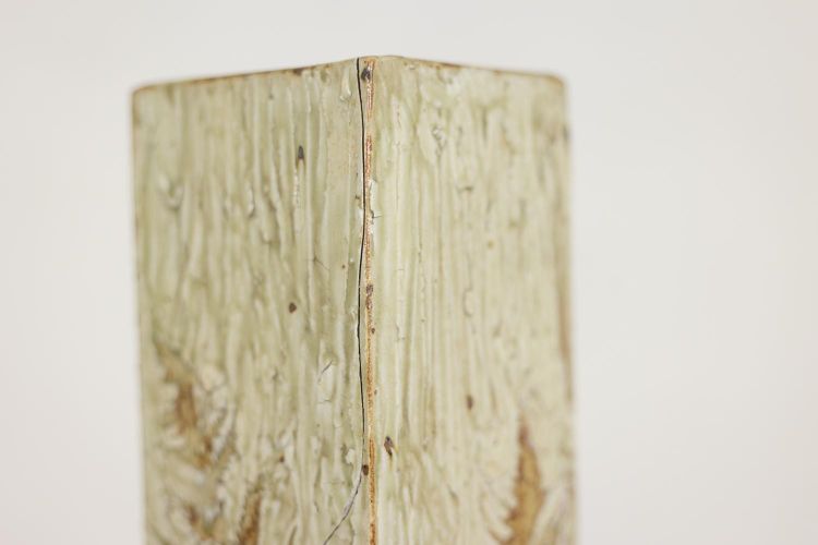 Brutalist-style stoneware vase with plant decoration. 1970s. LS6708B
