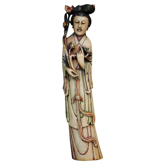 Statuette Japon époque XIXème Femme Aux Fleurs