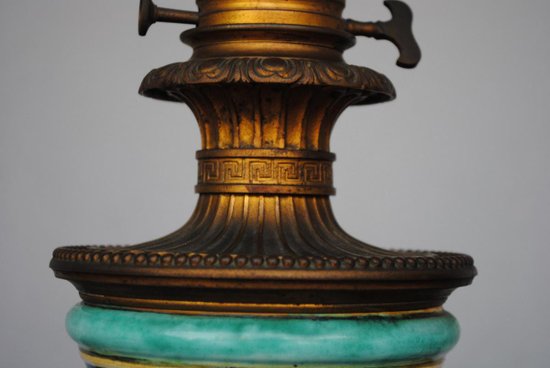 Pair Of Oil Lamps 1880 Italian Majolica