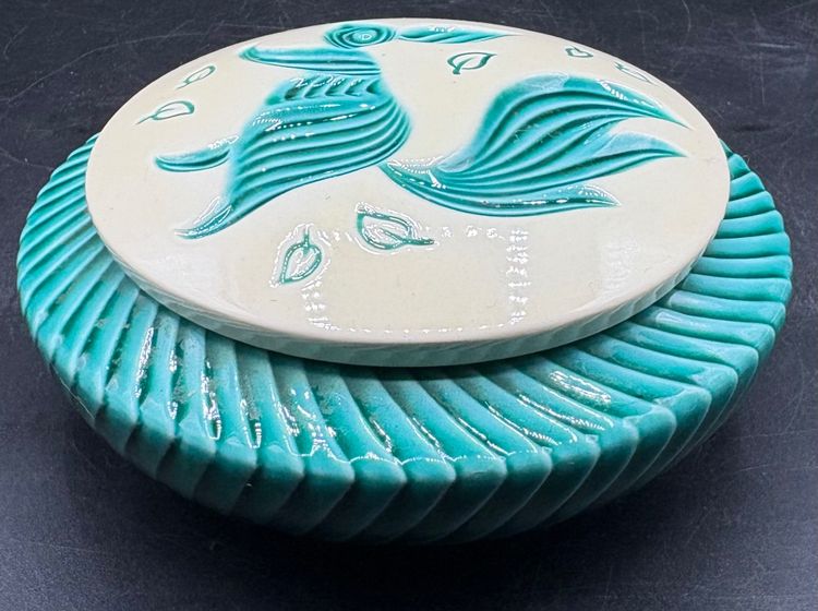 ENAMELED EARTHENWARE CANDY DISH