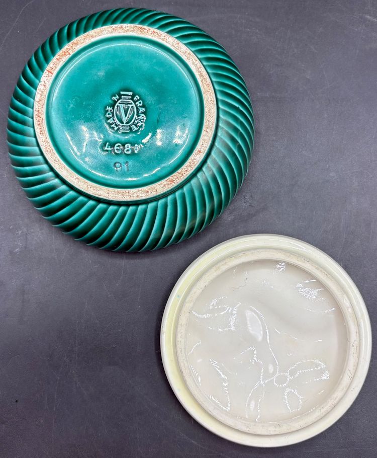 ENAMELED EARTHENWARE CANDY DISH
